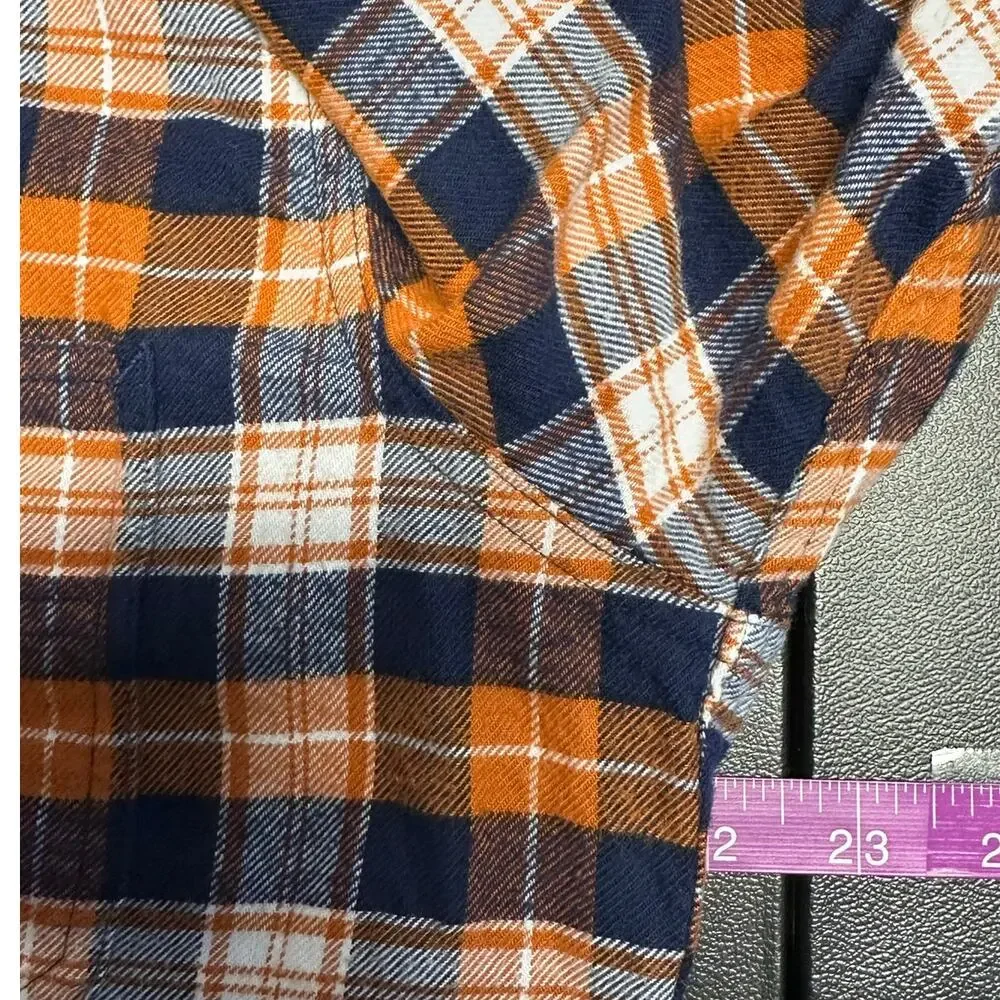 J. Crew Flannel Classic Fit Button Down Blue and Orange Plaid Size L